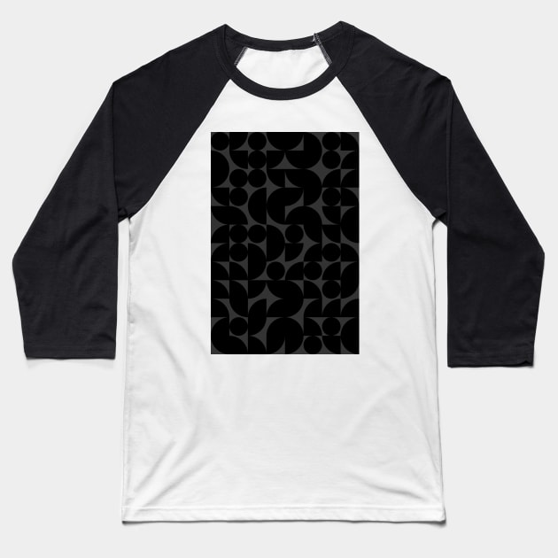 Black Colored Geometric Pattern - Shapes #2 Baseball T-Shirt by Trendy-Now